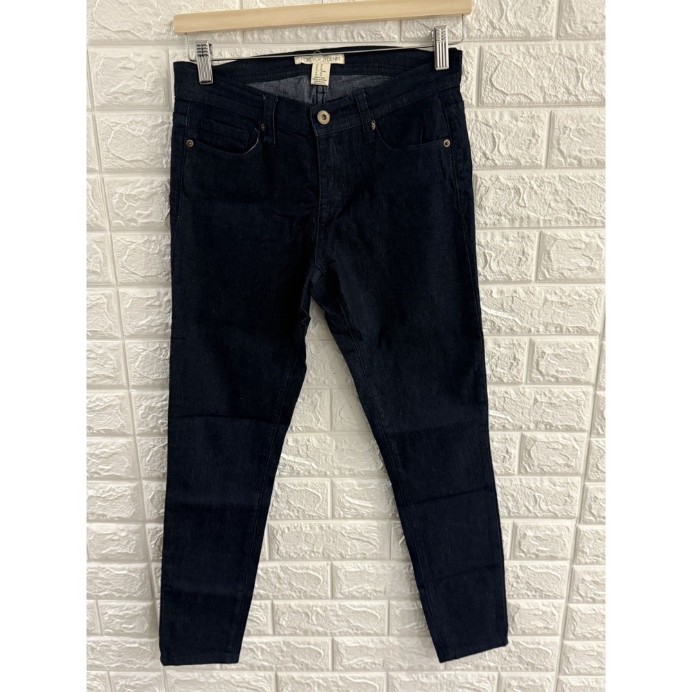 FOREVER 21 WOMENS JEANS‎ SIZE 26 DARK DENIM SKINNY SLIM LOW RISE